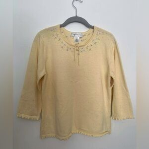 Vintage Susan Bristol Hand Made Embroidered Blouse Size M Beautiful 3/4 Sleeve